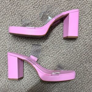 Schultz Pink and Clear  Block Heel Women's Shoes